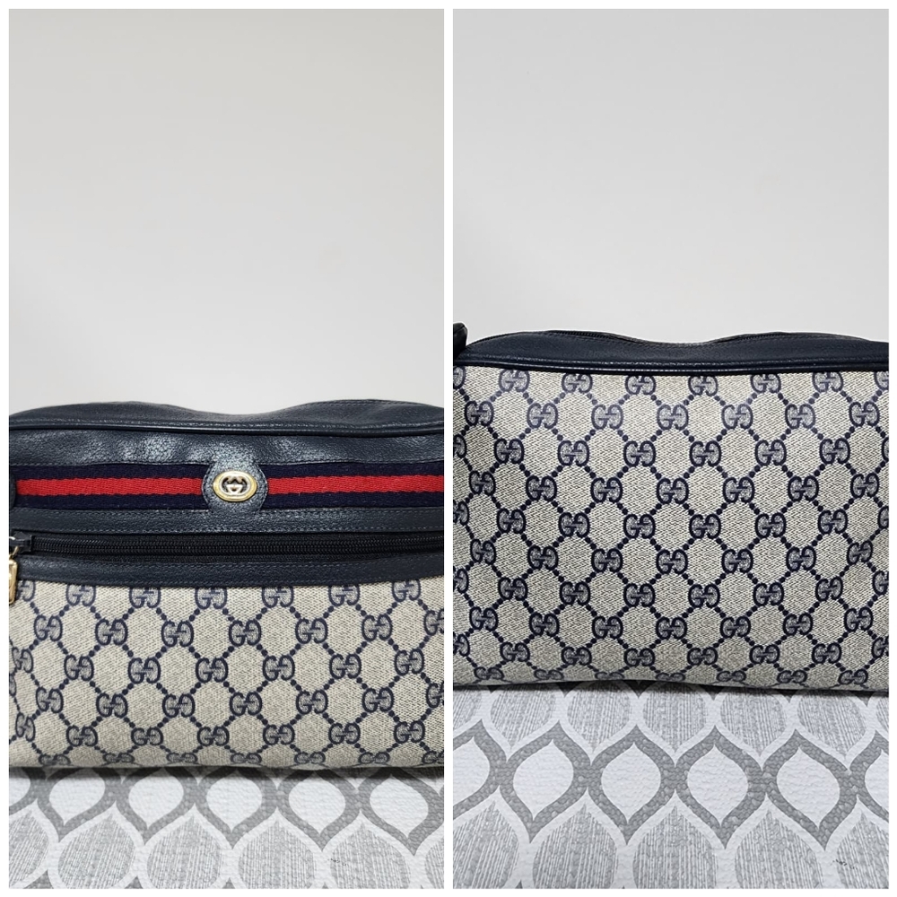GUCCI Vintage Ophidia Shoulder Bag Navy Blue/Grey Shoulder - Picture 5 of 13